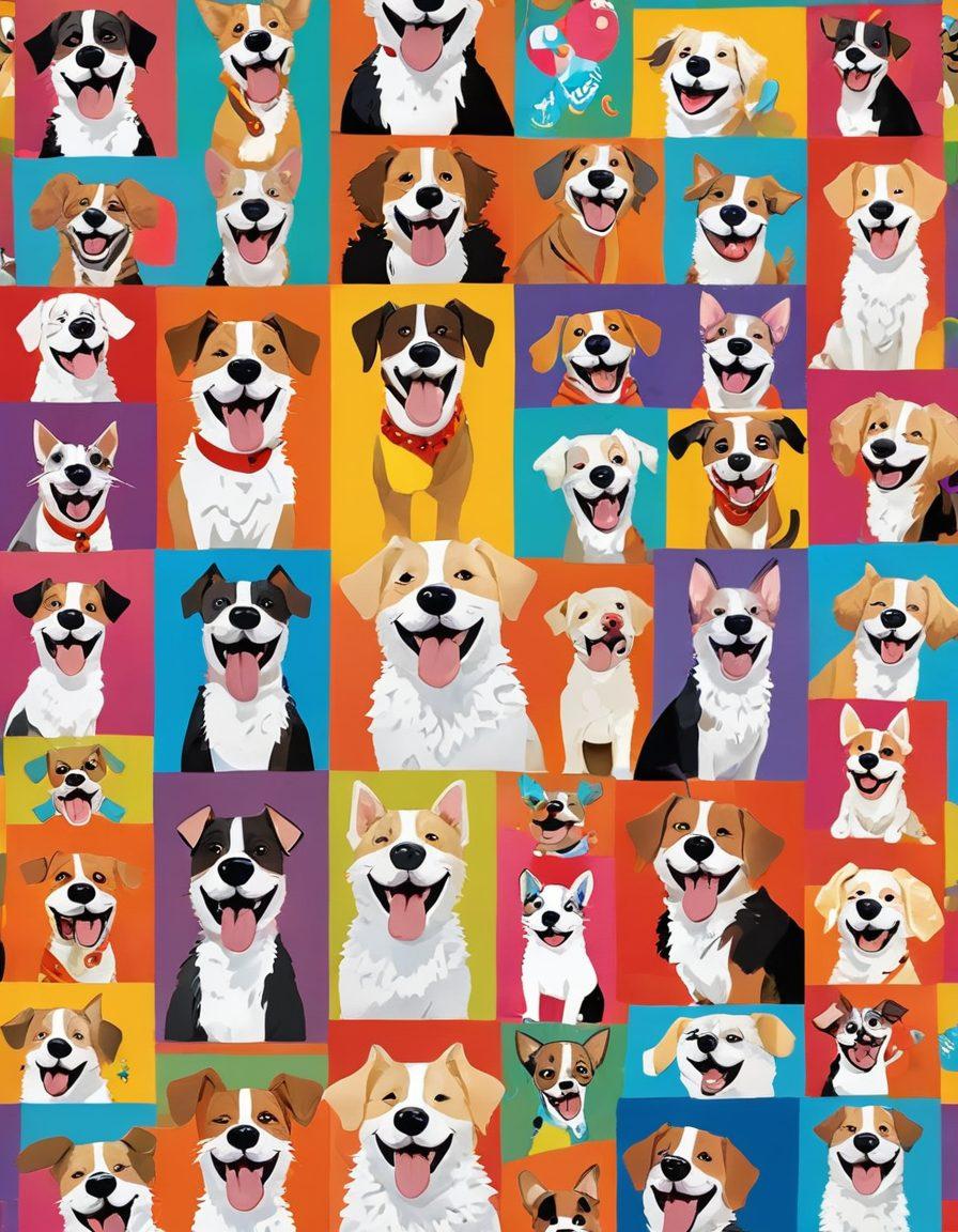 A whimsical collage of various laugh-out-loud scenes from funny videos, featuring cartoon characters laughing, a playful puppy in a silly costume, and people in hilarious situations. Include a vibrant, colorful background with animated speech bubbles saying "LOL!" and "Hilarious!" to capture the playful essence of comedy. The overall feel should be cheerful and uplifting, inviting viewers to share in the joy. vector art. vibrant colors. playful style.